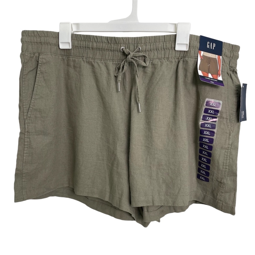 Gap Women's Comfy Cool Linen Blend Drawstring Summer Shorts in Vetiver Size XXL